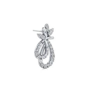 Boucles d'oreilles pendantes en argent sterling 925 massif avec diamant rond de 0,644 carats et motif floral en forme de goutte d'eau, serties pavé - Product Image 2