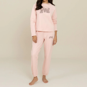 Ensemble de détente pour femmes en coton et élasthanne respirant, couleur unie, extensible, pour l'hiver et l'été, avec short et haut à manches longues, séchage rapide - Product Image 1