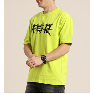2026 Custom Logo Design <b>Tshirts</b> Men' Plain Green Streetwear Oversized Rib Crewneck 100% Cotton Unisex Summer Casual Tee OEM - Product Image 3