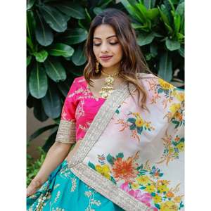 Bridesmaid Lehenga Choli in Blue <b>Sequins</b> Art Silk for Sangeet - Product Image 3