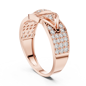 Anillo de compromiso de lujo con diamantes, regalo de boda, anillo llamativo geométrico de oro amarillo con diamantes de talla brillante chapados en rodio, joyería fina - Product Image 2