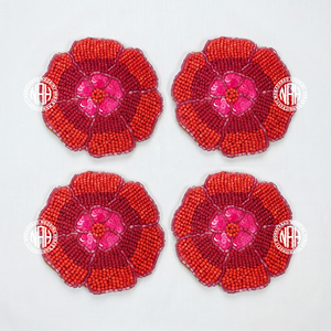 ชุดจานรองแก้วลายทางประดับลูกปัดสีส้มคอรัลทรงกลม สำหรับตกแต่งโต๊ะอาหารสมัยใหม่ รองแก้วกาแฟ ชา แก้วน้ำ ขายส่งจำนวนมาก - Product Image 5