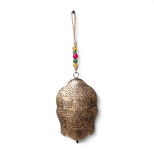 Campana de pared con cabeza de Buda, decoración metálica con cuentas, estilo rústico - Product Image 2