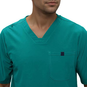Conjunto de uniforme médico de enfermería con cuello en V para hombre, con pantalones de pierna recta, top y pantalones médicos a pedido. - Product Image 6