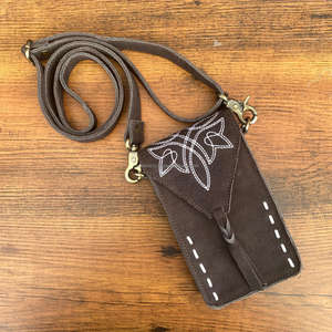 Multi-purpose Boot Stitch Suede Leather Mobile Phone Bag High Quality Premium Genuine Leather Crossbody Cell Phone Bag for Women - Product Image 3