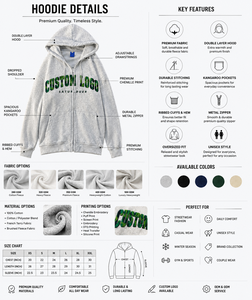 Unisex Zipper-Up Hoodie with Chenille Patches Logo Custom Chenille Embroidery Velour Fabric Waterproof Solid Winter - Product Image 2