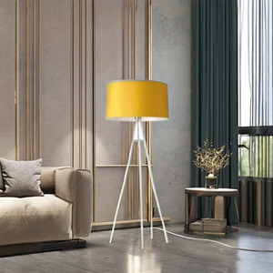 Lámpara de pie de metal de diseño redondo al por mayor con pantalla de tela LED/bombilla hecha a mano en la India - Product Image 2