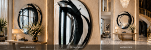 Miroir mural ovale rond à rayures, miroir décoratif pour salle de bain, chambre à coucher, salon, moderne |   Élégant support mural de 24 pouces - Product Image 5