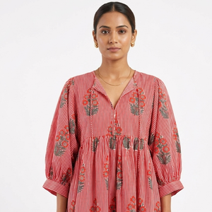 Beautiful floral Cotton <b>Block</b> <b>Printed</b> dress Dress For Casual wear Hand <b>Block</b> <b>Printed</b> Dress - Product Image 1