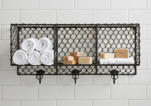 Premium Rustic Metal <b>Wire</b> Storage <b>Basket</b> Rectangle <b>Hanging</b> Multi-Purpose Organizer With Hooks For Neatening And Storage - Product Image 6
