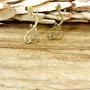 Nuevos pendientes de moda estilo bohemio con diseño de lagarto, joyería de latón con animales, pendientes delicados de gecko chapados en oro de 18 quilates para mujer, venta al por mayor OEM ODM - Product Image 4