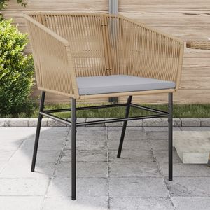 Sedia da Giardino in Rattan PE Marrone con Telaio in Acciaio Verniciato a Polvere, Misura Standard - Product Image 1