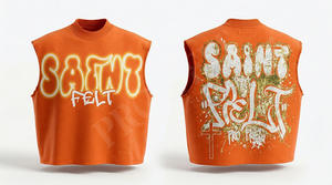 Camiseta de Verano para Hombre, Estilo Urbano, Cuello Redondo, Holgada, Sin Mangas, Transpirable, 100% Algodón, Hip Hop, con Logotipo Personalizado - Product Image 4