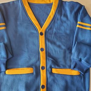 Casual Plaid Pattern V-neck Knitted <b>Cardigan</b> Embroidery Appliques Button Winter Customized Color University School Uniform - Product Image 1