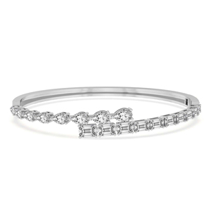 กำไลข้อมือทองคำแท้ 18k คลาสสิก ประดับมรกตและเพชรทรงหยดน้ำ Symphony Lab Diamond แบบเปิดได้ สำหรับผู้หญิงและเด็กผู้หญิง - Product Image 1