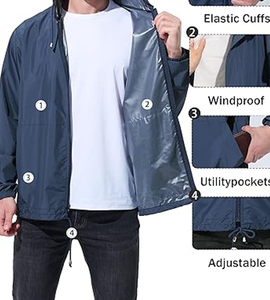 Rain <b>Jackets</b> High Quality Waterproof Windbreaker <b>Jackets</b> <b>Packable</b> Travel Rainwear OEM Wholesale Supply - Product Image 5