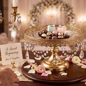 Gold Metal Wedding Cake <b>Stand</b> Dessert Display <b>Stand</b> with <b>Crystal</b> Hanging Cupcake <b>Stand</b> for Event Decoration Bulk - Product Image 2