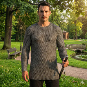 Haubergeon médiéval en maille de chaîne, chemise en acier, costume de chevalier de la Renaissance - Product Image 4