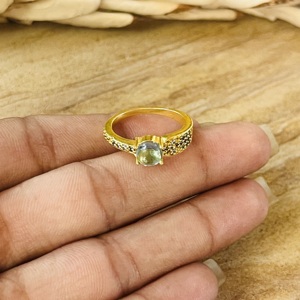 Trendy Design Labradorite <b>Ring</b> Boho Brass <b>Rings</b> For Women 18k Gold Plated <b>Dainty</b> Pave Crystal Cluster Jewelry Wholesale/OEM/ODM - Product Image 4