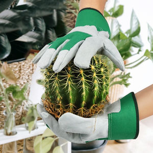 Gants de travail en cuir robustes avec dos en toile et manchette de sécurité pour la construction et la manutention de matériaux - Product Image 2