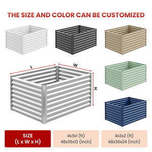 Tall Galvanized Corrugated Metal Raised Garden <b>Bed</b> Outdoor Deep Rectangular Planter Box Outdoor GB002 - Product Image 2