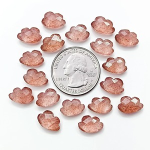 Pierre précieuse naturelle en quartz fraise, forme nuage, facettée et sculptée, 12 mm, breloques en cristal pour la fabrication de bijoux, prix de gros en vrac - Product Image 2