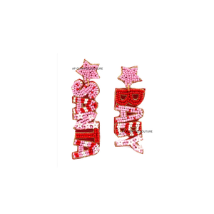 Pendientes de cuentas personalizados con diseños de letras, hechos a mano con cuentas de semillas de primera calidad, pendientes de moda modernos, perfectos para Navidad. - Product Image 1