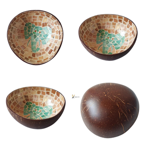 Bol de service pour salade en coquille de noix de coco, fabriqué à la main au Vietnam, poli, sans BPA, biodégradable, écologique, léger, style bohème, pour mariage - Product Image 5