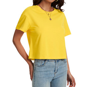 Oem Service Women's Crop Top Round Neck Short Sleeve Upf Protection Drop Shoulder Fashion Essential Lifestyle Wearing Crop Tee - Product Image 5
