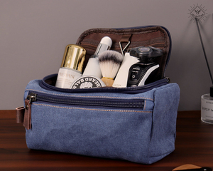 Leather Canvas <b>Toiletry</b> Bag Travel Organizer Waterproof Cosmetic <b>Storage</b> Dopp Kit Large Size Bag LCTB-0028 - Product Image 2