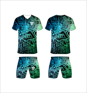 Custom Sublimated Geometric Soccer Jersey Set <b>Men</b> V-Neck Short Sleeve Moisture Wicking Athletic Fit All Seasons - Product Image 1