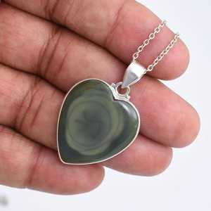 Heart Jasper Pendant Handmade 925 Sterling Silver Natural Gemstone Necklace Jewelry Gift For Women Elegant Charm - Product Image 4