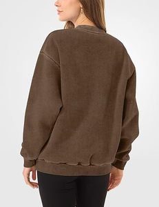 Wholesale Vintage Heavyweight Fleece Crew Neck <b>Acid</b> Wash Sweatshirts Woman Oversized sweatshirt gym yoga shirts - Product Image 3