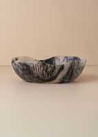 Bol en résine polie fait main, style Wabi Sabi, écologique, design marbré gris et noir, pour servir les aliments, usage décoratif