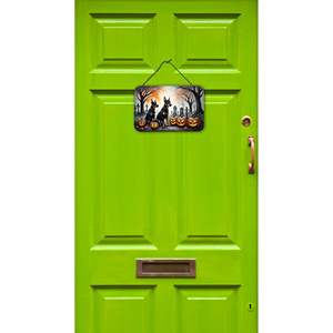 Doberman Pinscher Spooky Halloween pared puerta colgante impresiones nuevo aluminio Metal cocina pared Bar baño placa Multicolor hogar - Product Image 2