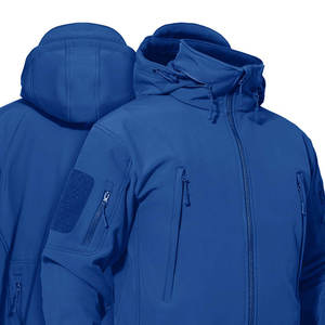 เสื้อแจ็คเก็ตผู้ชายสีน้ำเงินแบบมีฮู้ด ผ้า softshell กันลม สวมใส่สบายๆ สำหรับฤดูใบไม้ร่วง มีกระเป๋าซิป ทรงปกติ - Product Image 2
