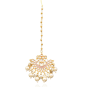Tikka de mariée de style pakistanais Royal Head, bijou de tête en alliage doré durable, ornement de front, coiffe de mariage de luxe - Product Image 1