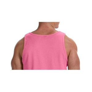 Men Solid Color Knitted Tank Top O-Neck Casual Style Pink Athletic Fit Workout Vest Stretchable 100% Cotton Eco-Friendly - Product Image 6