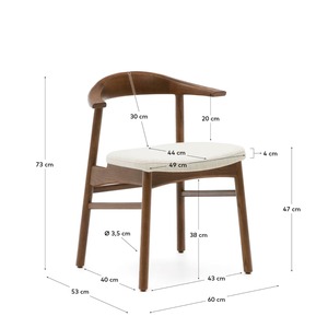 Modern Solid Teak <b>Dining</b> <b>Chair</b> with Curved Backrest and Upholstered Seat Elegant Mid Century Design for Home, Cafe & Restaurant - Product Image 6