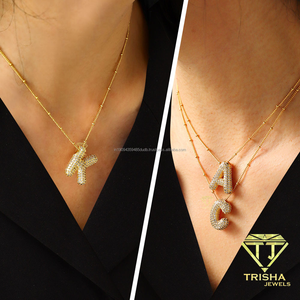 Personalized A-Z <b>Initial</b> Pendant Necklace Iced Out moissanite Letter Jewelry Gold Color <b>Chain</b> Custom Alphabet Necklace - Product Image 4