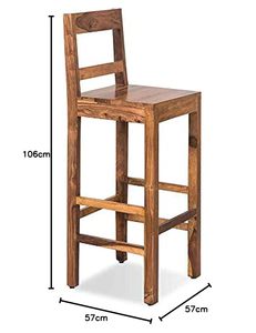 Chaise de bar moderne en bois massif avec structure en bois robuste et base stable pour bar à domicile, comptoir de cuisine, café, restaurant, usage commercial - Product Image 4