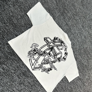 ผู้ผลิตเสื้อผ้าสตรีทแวร์แบบกำหนดเอง เสื้อยืด 300 GSM ผ้าฝ้าย 100% พิมพ์ลาย DTG เสื้อยืดทรงหนา ไหล่ตก ทรงโอเวอร์ไซส์ ทรงบ็อกซี่ - Product Image 3