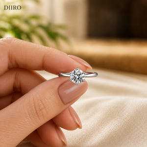 Anillo de Compromiso de Moissanita de Seis Puntas para Mujer, Plata de Ley 925, Anillo de Propuesta con Diamante de Forma Redonda, Anillo de Aniversario - Product Image 1