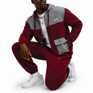 Ensemble sweat à capuche zippé et pantalon de jogging unisexe en molleton de coton épais 380/400g, style streetwear décontracté, coupe oversize, avec patch en nylon pour l'hiver - Product Image 5