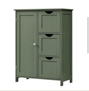 Meuble de salle de bain de luxe en teck massif avec trois tiroirs et une porte, organisateur de rangement au sol - Product Image 1