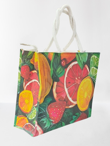 Bolsa de Lona con Estampado de Frutas Vibrantes y Asas de Cuerda para la Playa y Compras - Product Image 3