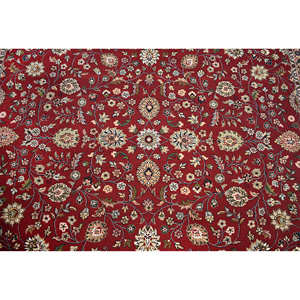 Tapis persan en laine rouge cramoisi noué à la main, motif floral traditionnel, à poils ras, tapis de luxe pour salon - Product Image 5