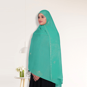 Hiyab Islámico de Chifón Suave con Detalles de Piedras Brillantes, Largo, Transpirable, Ligero, para Oración y Uso Diario - Product Image 1