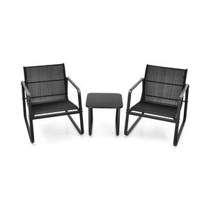 3-Piece Patio Bistro Furniture Set with Glass Top <b>Table</b> for <b>Garden</b> Deck - Product Image 2