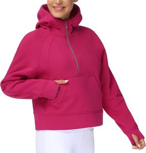 เสื้อสเวตเชิ้ตผ้าฟลีซมีฮู้ดสำหรับผู้หญิง สีพื้น แขนยาว ซิปด้านหน้า ระบายอากาศได้ดี ความยาวสั้น เหมาะสำหรับใส่ในฤดูใบไม้ร่วง - Product Image 1